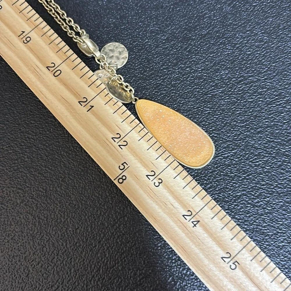 JK by Thirty One Charm Long Gold Tone Chain Boho  Necklace Hammered